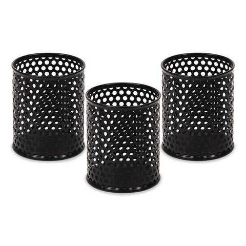 Metal Pen Holders, 3.25" Dia X 4"h, Black, 3/pack