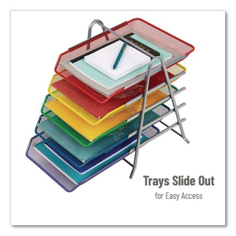 Tiered Metal Mesh Desk Tray Organizer, 5-tier, Letter Size, 14 X 11.75 X 15, Assorted Color