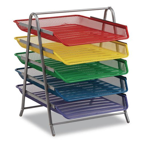 Tiered Metal Mesh Desk Tray Organizer, 5-tier, Letter Size, 14 X 11.75 X 15, Assorted Color