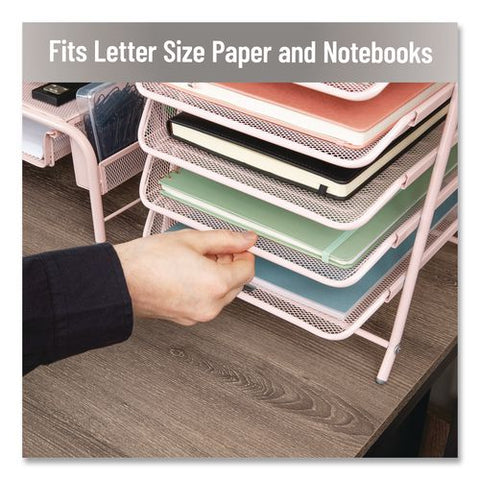 Tiered Metal Mesh Desk Tray Organizer, 5-tier, Letter Size, 14 X 11.75 X 14.5, Pink