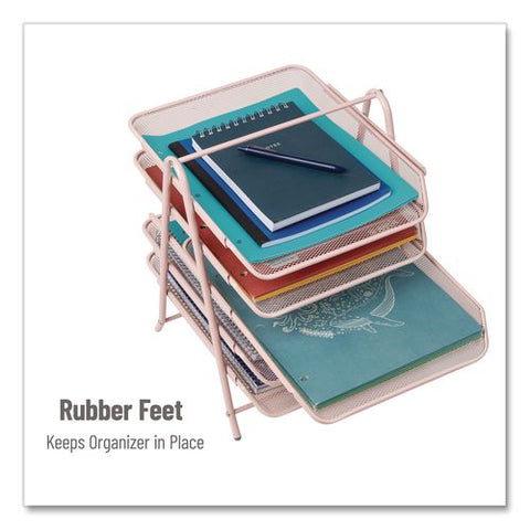 Tiered Metal Mesh Desk Tray Organizer, 5-tier, Letter Size, 14 X 11.75 X 14.5, Pink