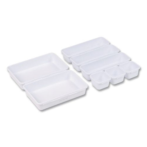 Eight-piece Plastic Drawer Organizer, White
