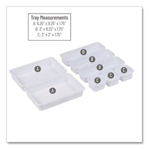Eight-piece Plastic Drawer Organizer, White