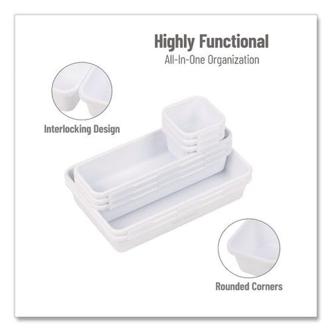 Eight-piece Plastic Drawer Organizer, White
