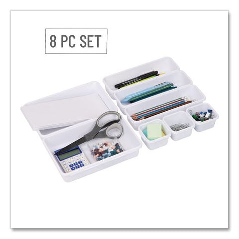 Eight-piece Plastic Drawer Organizer, White