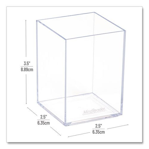 Plastic Pen Cup Holder, 2.5" X 2.5" X 4", Clear