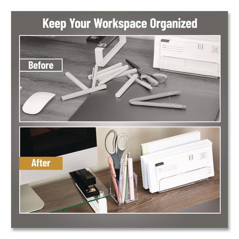 Plastic Pen Cup Holder, 2.5" X 2.5" X 4", Clear