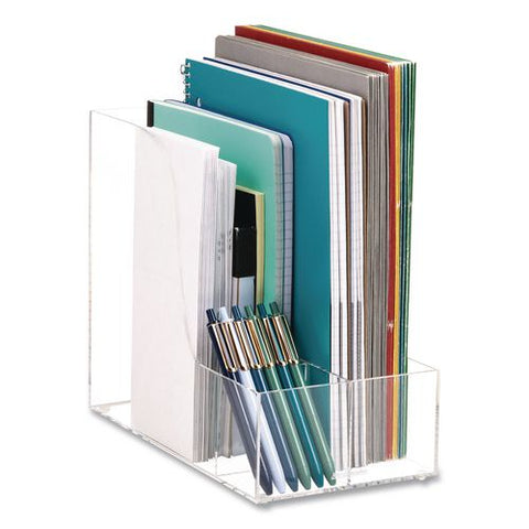 3-compartment Desk Organizer, 6 X 11 X 9.75, Clear, Acrylic