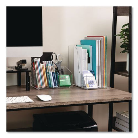 3-compartment Desk Organizer, 6 X 11 X 9.75, Clear, Acrylic
