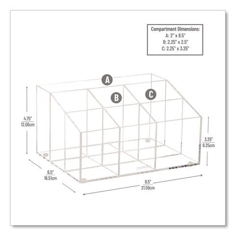 7-compartment Desk Tray, 8.5 X 6.5 X 4.75, Clear, Acrylic