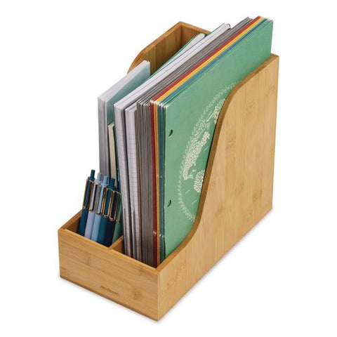 Three-compartment Desk Organizer, Letter Size, 11 X 6 X 10, Brown
