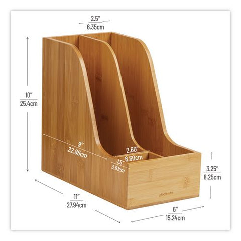 Three-compartment Desk Organizer, Letter Size, 11 X 6 X 10, Brown