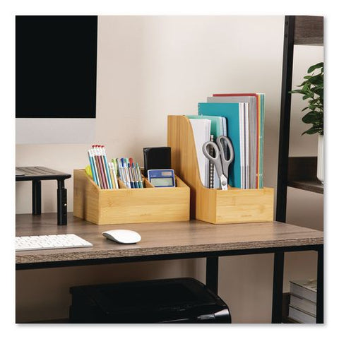 Three-compartment Desk Organizer, Letter Size, 11 X 6 X 10, Brown