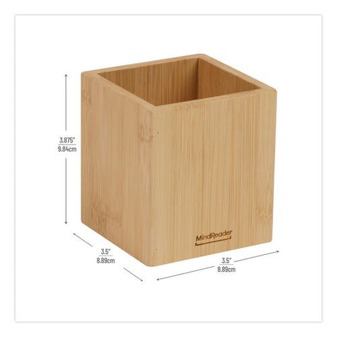 Wood Pen Cup Holder, 3.5" X 3.5" X 3.88", Brown