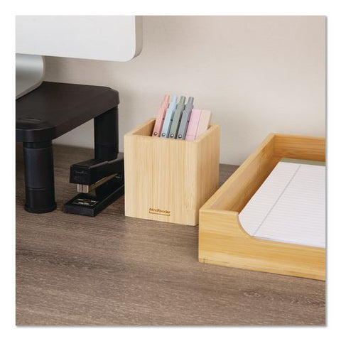 Wood Pen Cup Holder, 3.5" X 3.5" X 3.88", Brown