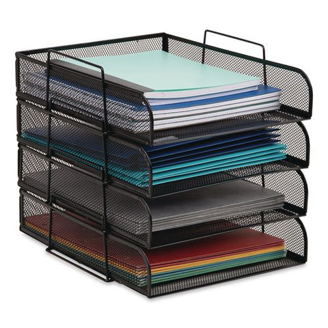 Four-tier Stackable Desk Tray, Letter Size, 13.5 X 10.5 X 11.25, Black