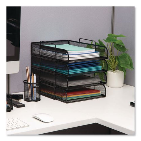 Four-tier Stackable Desk Tray, Letter Size, 13.5 X 10.5 X 11.25, Black