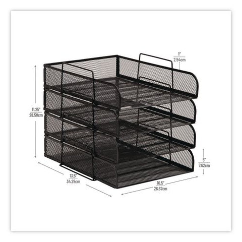 Four-tier Stackable Desk Tray, Letter Size, 13.5 X 10.5 X 11.25, Black
