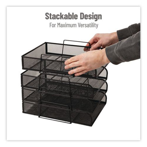 Four-tier Stackable Desk Tray, Letter Size, 13.5 X 10.5 X 11.25, Black