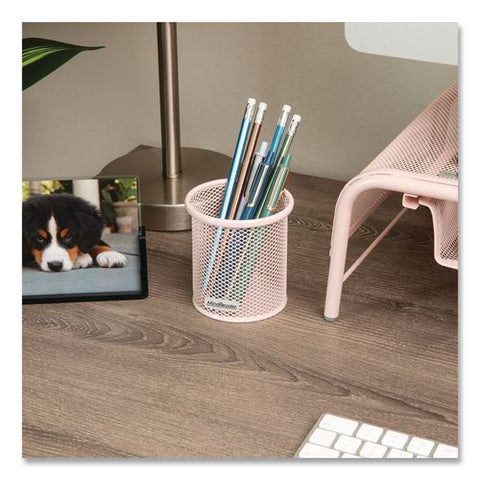 Metal Pen Holder, 3.5" X 3.5" X 3.75", Pink, 3 Pieces/set