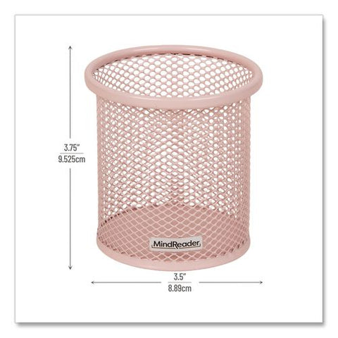 Metal Pen Holder, 3.5" X 3.5" X 3.75", Pink, 3 Pieces/set