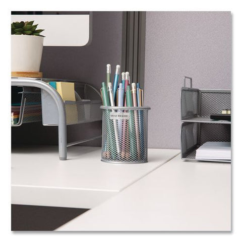 Metal Pen Holder, 3.5" X 3.5" X 3.75", Silver, 3 Pieces/set