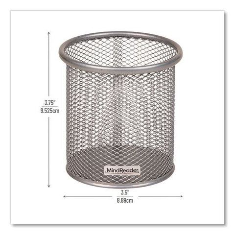 Metal Pen Holder, 3.5" X 3.5" X 3.75", Silver, 3 Pieces/set