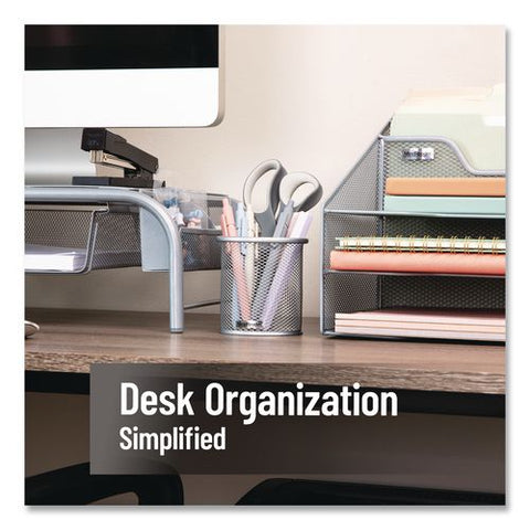Metal Pen Holder, 3.5" X 3.5" X 3.75", Silver, 3 Pieces/set