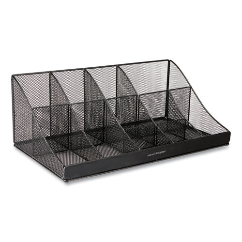 Network Collection 11-compartment Coffee Cup And Condiment Countertop Organizer, 9.5 X 17.88 X 6.63, Black