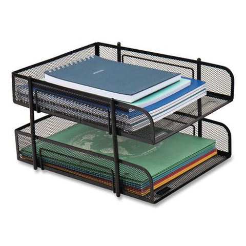 Metal Mesh Stackable Letter Tray, 2-tier, Letter Size, 10.5 X 13.25 X 7.5, Black