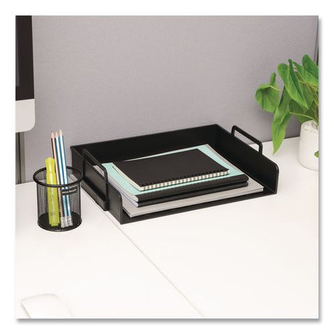 Stackable Plastic Desk Tray, 4 Sections, Letter Size, 13.75 X 10 X 10.75, Black