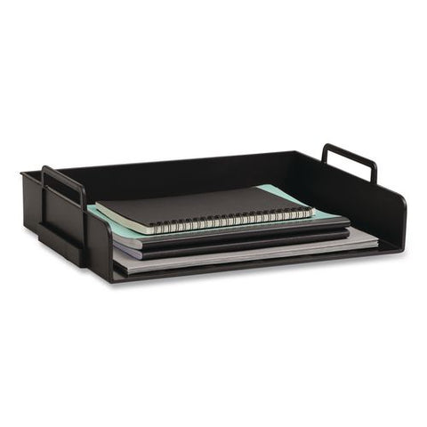 Stackable Plastic Desk Tray, 4 Sections, Letter Size, 13.75 X 10 X 10.75, Black