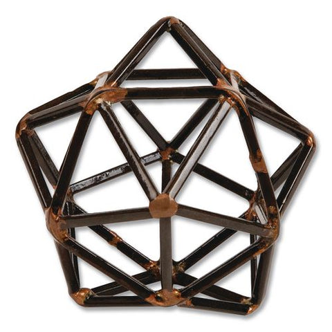 Metal Geometric Sculpture, 4.75 X 4.75 X 4.5, Black/bronze