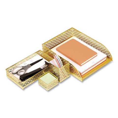 Metal Desk Organizer Set, Gold, 4 Pieces