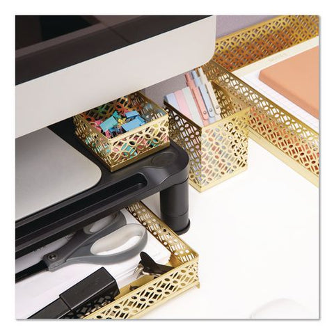 Metal Desk Organizer Set, Gold, 4 Pieces