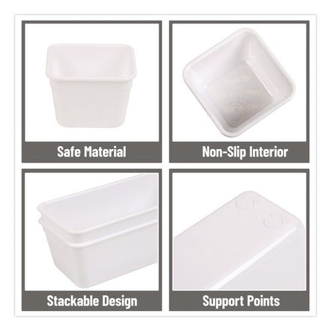 Stackable Plastic Desk Tray Set, White, 25 Pieces