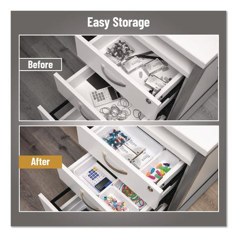 Stackable Plastic Desk Tray Set, White, 25 Pieces