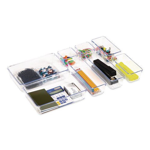 Plastic Drawer Organizer Set, 8 Compartments, Clear