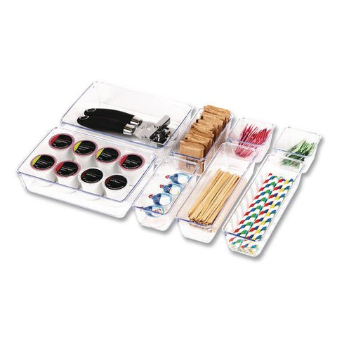 Plastic Drawer Organizer Set, 8 Compartments, Clear
