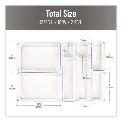 Plastic Drawer Organizer Set, 8 Compartments, Clear