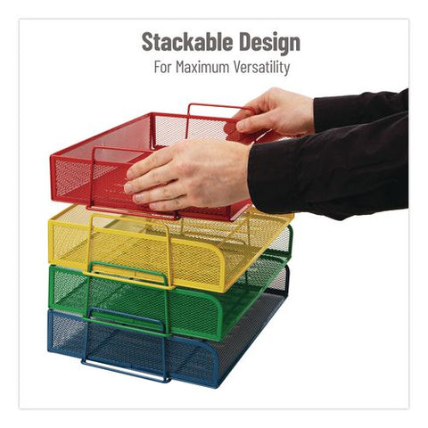 Metal Mesh Stackable Letter Tray, 4 Sections, Letter Size, 13.25 X 9.75 X 11.25, Assorted