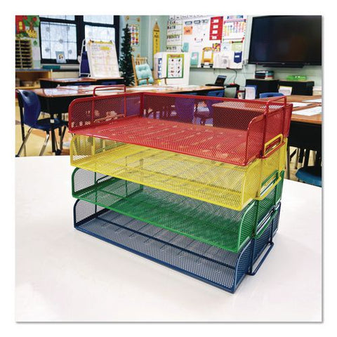 Metal Mesh Stackable Letter Tray, 4 Sections, Letter Size, 13.25 X 9.75 X 11.25, Assorted