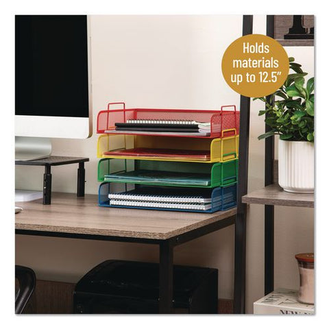 Metal Mesh Stackable Letter Tray, 4 Sections, Letter Size, 13.25 X 9.75 X 11.25, Assorted