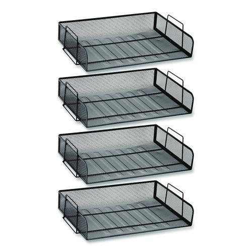 Stackable Paper Desk Tray Organizer, Letter Size, 9.75 X 14 X 3.25, Black, 4/pack