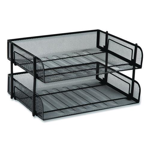 Stackable Paper Desk Tray Organizer, Letter Size, 10 X 13.5 X 2.5, Black, 2/pack