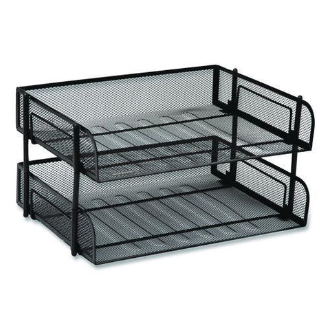 Stackable Paper Desk Tray Organizer, Letter Size, 10 X 13.5 X 2.5, Black, 2/pack