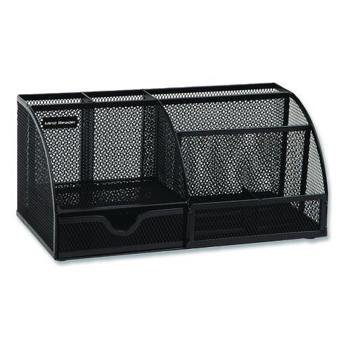 7-compartment Metal Desk Organizer, 11 X 5.5 X 5, Black Metal Mesh