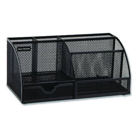 7-compartment Metal Desk Organizer, 11 X 5.5 X 5, Black Metal Mesh