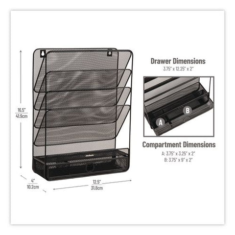 7-compartment Metal Desk Shelf, 12.5 X 4 X 16.5, Black