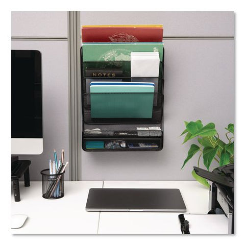 7-compartment Metal Desk Shelf, 12.5 X 4 X 16.5, Black